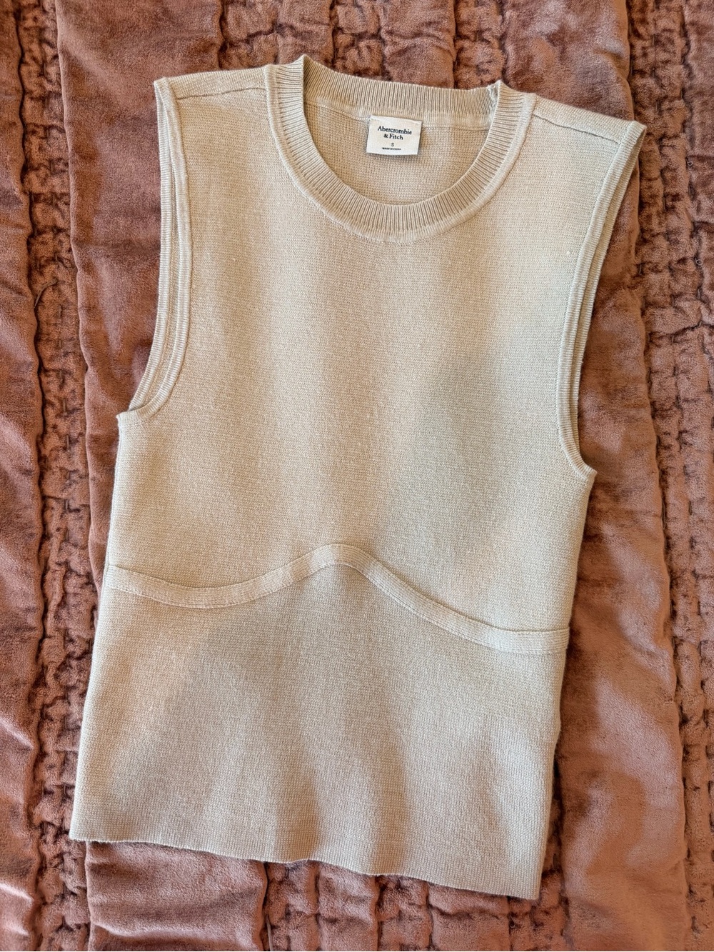 Abercrombie & Fitch Tan Knit Sleeveless Top